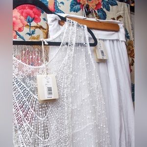 M Made in Italy Crochet and Sequin Blouse with Cotton Palazzo Pants Size L